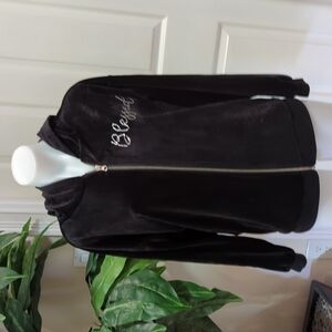 J for Justify Women's Velour Zipper Hooded Jacket w/Rhinestones Size Small